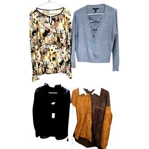 Women's Small 4 6 Tops Shirts Blouses Sweaters Wholesale Bulk Lot of 4 S